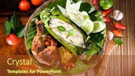  Presentation with grilled chicken - PPT theme enhanced with indonesian-nasi-bakar-grilled-aromatic background and a tawny brown colored foreground