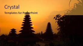  Presentation with bali temple - Beautiful presentation theme featuring woman hands holding paper house close up backdrop and a red colored foreground