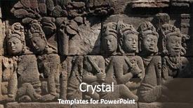  Presentation with borobudur temple - Cool new PPT layouts with indonesian temple - ascetic men stone bas relief backdrop and a tawny brown colored foreground