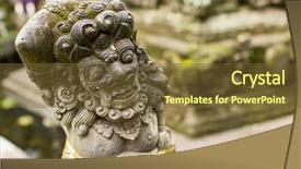  Presentation with bali statue - Amazing PPT theme having indonesian temple - traditional demon guards statue carved backdrop and a tawny brown colored foreground