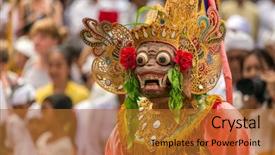  Presentation with ubud bali indonesia sep 5 - Beautiful slide set featuring indonesian temple - unidentified balinese people performing backdrop and a red colored foreground