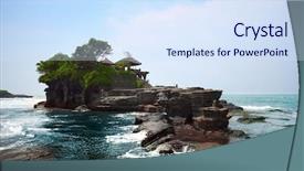  Presentation with bali temple - Slide deck with indonesian temple in sea tanah background and a sky blue colored foreground