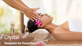  Presentation with recreation - Presentation design having indonesian woman getting recreation massage background and a coral colored foreground