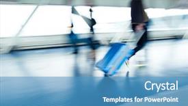  Presentation with elderly people walking difficulties - PPT theme featuring indoor air - airport rush people with their background and a teal colored foreground