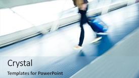  Presentation with airport - Audience pleasing PPT theme consisting of indoor air - airport rush people with their backdrop and a light blue colored foreground