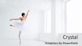  Presentation with ballerina - PPT theme with indoor air - beautiful young ballerina in pointe background and a sky blue colored foreground