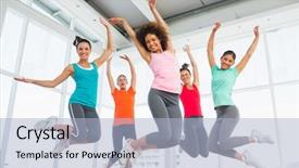  Presentation with physical fitness test - Presentation design consisting of indoor air - full length portrait of fitness background and a  colored foreground