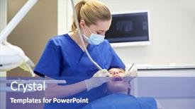  Presentation with patient care - Presentation consisting of indoor air - people medicine stomatology and health background and a ocean colored foreground