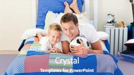  Presentation with kid bedroom - PPT theme with indoor air - smiling little boy and his background and a  colored foreground