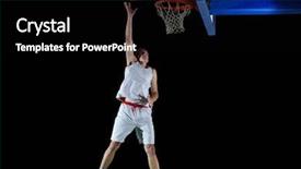  Presentation with sales action plan - Presentation design enhanced with indoor basket ball - basketball game sport player background and a  colored foreground