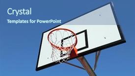  Presentation with march madness basketball final hoop - Slides featuring indoor basket ball - basketball hoop background and a ocean colored foreground