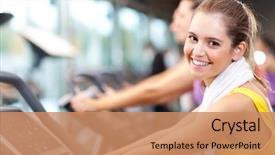  Presentation with biking - Slide deck with indoor biking in a fitness background and a coral colored foreground