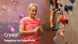  Presentation with young healthy people - PPT layouts having indoor climbing gym wall background and a tawny brown colored foreground