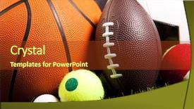  Presentation with assorted sports equipment including - Presentation having man can not do exercises with dumbbells concept trauma in sport background and a dark gray colored foreground.