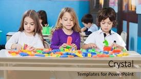  Presentation with children playing - Beautiful theme featuring indoor games - little children playing with construction backdrop and a  colored foreground