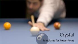  Presentation with mystery person - Audience pleasing presentation theme consisting of indoor games - person playing snooker backdrop and a light blue colored foreground
