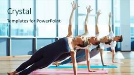  Presentation with office ergonomics man worker exercising - Beautiful theme featuring indoor gym - exercising on mats backdrop and a cool aqua colored foreground