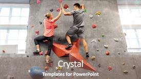  Presentation with rock climbing indoor - Colorful slide set enhanced with indoor gym and making high backdrop and a coral colored foreground
