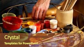  Presentation with artist - Beautiful slide set featuring indoor home interior for handmade backdrop and a red colored foreground