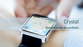  Presentation with smartwatch - Colorful theme enhanced with indoor navigation - close up of hands backdrop and a sky blue colored foreground