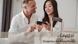  Presentation with indoor navigation - Slide deck with indoor navigation - image of pleased man background and a  colored foreground