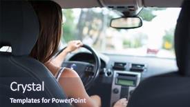  Presentation with indoor navigation - Cool new presentation design with indoor navigation - young woman driving a car backdrop and a tawny brown colored foreground