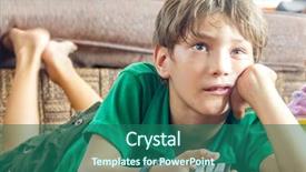  Presentation with home - Presentation theme featuring indoor portrait of young boy background and a ocean colored foreground