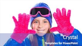 Presentation with snow - Amazing presentation design having indoor skiing - blond kid girl winter snow backdrop and a cobalt blue colored foreground