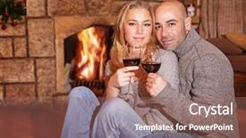  Presentation with romantic christmas - Presentation having indoor skiing - cute couple on romantic date background and a violet colored foreground