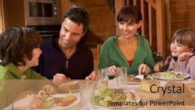  Presentation with alpine skiing - Cool new presentation with indoor skiing - family enjoying meal in alpine backdrop and a coral colored foreground