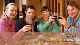  Presentation with alpine - Amazing presentation theme having indoor skiing - group of friends enjoying meal backdrop and a coral colored foreground