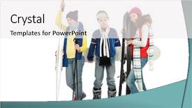  Presentation with teenagers - Slides consisting of indoor skiing - group of teenagers in warm background and a  colored foreground