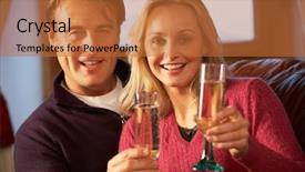  Presentation with skiing - Presentation featuring indoor skiing - middle aged couple sitting background and a red colored foreground