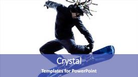  Presentation with silhouette of man worship - Colorful PPT theme enhanced with indoor skiing - one caucasian young snowboarder man backdrop and a ocean colored foreground