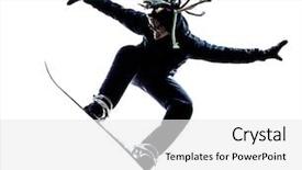  Presentation with one young man exercising handball - Amazing slide set having indoor skiing - one caucasian young snowboarder man backdrop and a  colored foreground