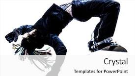  Presentation with silhouette of man worship - PPT theme having indoor skiing - one caucasian young snowboarder man background and a white colored foreground