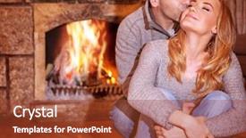  Presentation with luxury resort - Presentation featuring indoor skiing - portrait of gentle couple sitting background and a tawny brown colored foreground