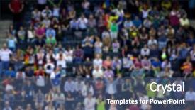  Presentation with sports arena - Presentation theme with urban soccer - blurred background of crowd background and a ocean colored foreground