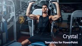  Presentation with elderly people exercise patient training - Presentation theme having indoor tanning - tanned man training on exercise background and a  colored foreground