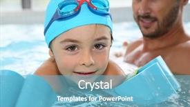  Presentation with swim boy - Slide set having indoor water park - little boy learning how background and a light blue colored foreground