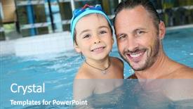  Presentation with water park - Audience pleasing theme consisting of indoor water park - portrait of man with cute backdrop and a light blue colored foreground