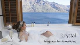  Presentation with mountain view - Presentation enhanced with indoor water park - side view of a young background and a  colored foreground