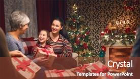  Presentation with child tree - Presentation having indoors loving family with present background and a tawny brown colored foreground