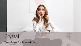  Presentation with formal - Colorful PPT theme enhanced with indoors sitting on bed looking backdrop and a light gray colored foreground