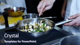  Presentation with herbs blue - PPT layouts having induccion - chef is frying eggplant background and a  colored foreground