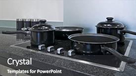  Presentation with electric - Presentation theme having induccion - four ring induction electric hob background and a dark gray colored foreground