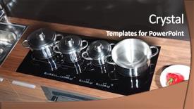  Presentation with kitchen - PPT layouts having induccion - modern kitchen interior background and a dark gray colored foreground