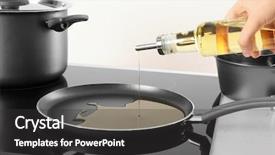  Presentation with cooking oil - Theme enhanced with induccion - woman pouring cooking oil background and a dark gray colored foreground