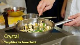  Presentation with eggplant - PPT layouts featuring induction - chef is frying eggplant background and a tawny brown colored foreground