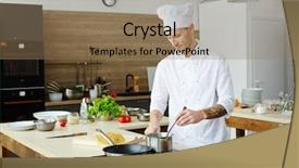  Presentation with professional - Cool new slide deck with induction - serious concentrated handsome professional cook backdrop and a coral colored foreground